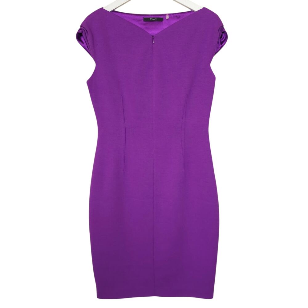 Tahari Purple Structured Sheath Dress Cap Sleeve 10
